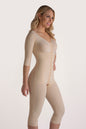 High Back, Knee Length, Sleeved Bodysuit with Hook & Eye Closure (BB09-BK)
