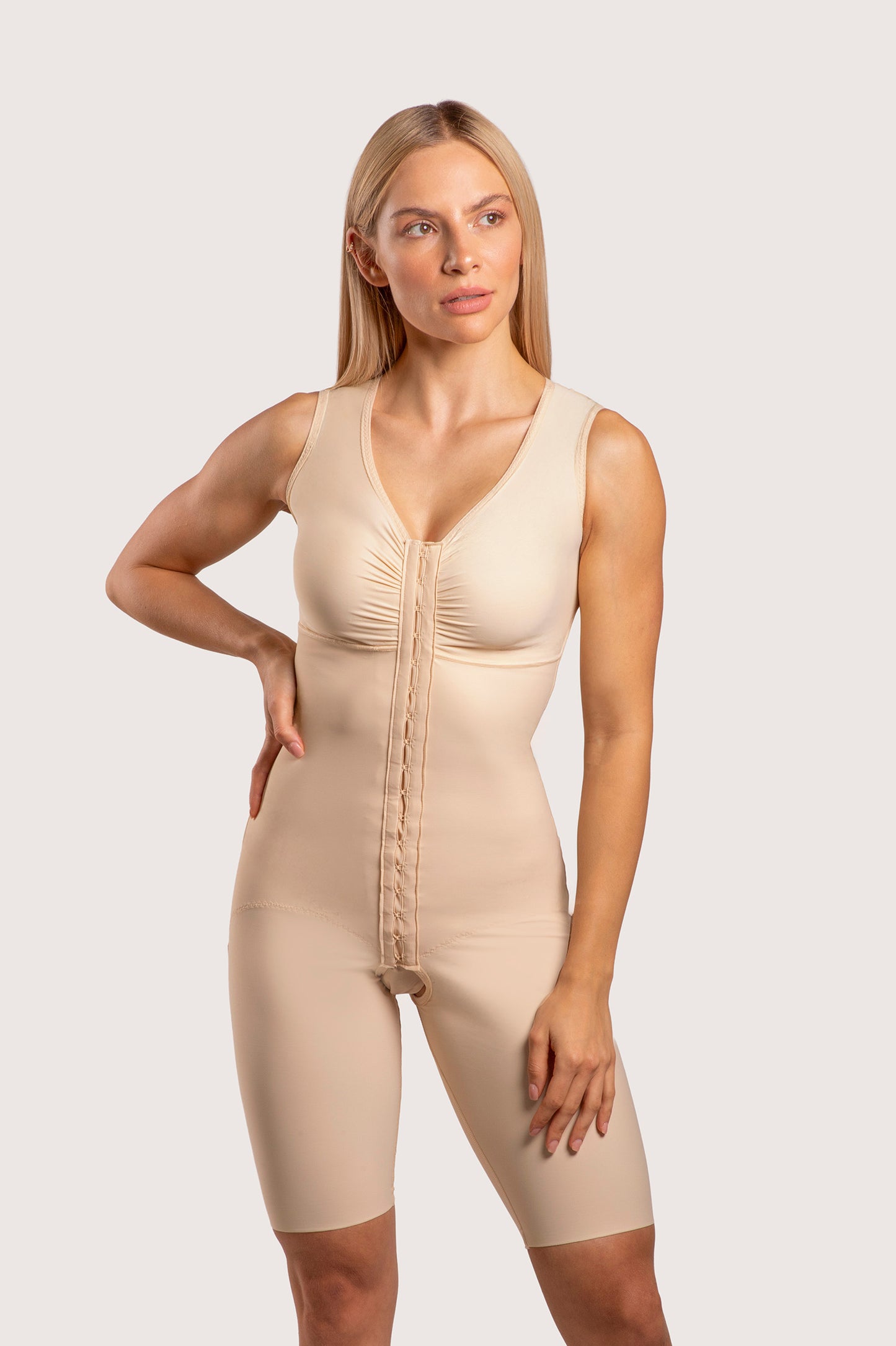 High Back, Mid Thigh, Sleeveless Bodysuit with Hook & Eye Closure (BB09-NS)