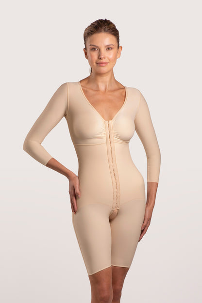 High Back, Mid Thigh, Sleeved Bodysuit with Hook & Eye Closure (BB09)