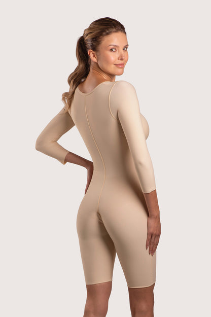 High Back, Mid Thigh, Sleeved Bodysuit with Hook & Eye Closure (BB09)