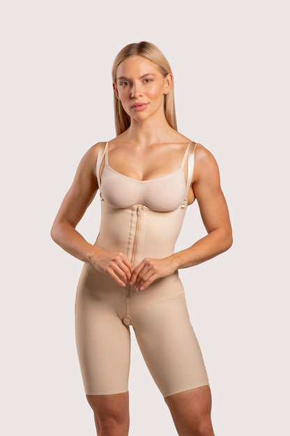 GluteLifting Mid-Thigh Bodysuit w/ Zipper & Open Buttocks (BE05)