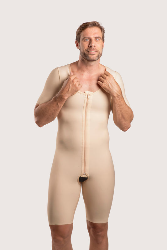 Short Sleeve Mid Thigh Zippered Bodysuit (MG07)