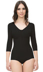 High Back Sleeved Bodysuit with Hook & Eye Closure (BB11)