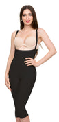 Pull On Closed Buttocks Enhancing Knee Length Girdle with Suspenders (BE08-BK)