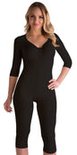 High Back, Knee Length, Sleeved Bodysuit with Hook & Eye Closure (BB09-BK)