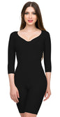 High Back, Mid Thigh, Sleeved Bodysuit with Hook & Eye Closure (BB09)